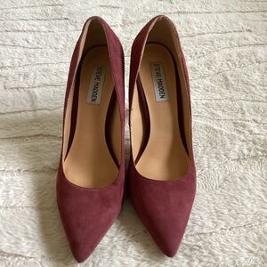 Steve Madden Calista Burgundy Suede Pumps Size 8 Block Heel